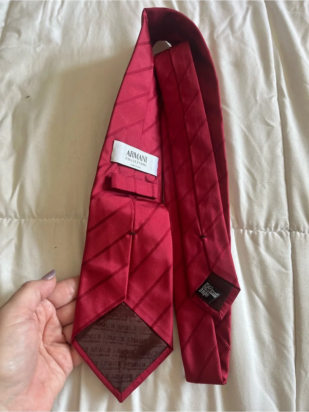 Armani Collezioni Deep Burgundy Diagonal Stripe Tie
